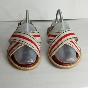 Modcloth Monte Carlo Cross Strap Sandals  size 11 Red/Beige/Black  Pre-owned